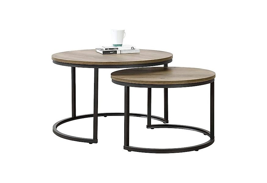 en.casa Couchtisch (Set, 2-St), »Christchurch« rund Metallgestell Marmoropt günstig online kaufen