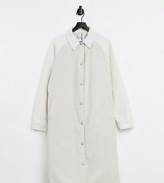 COLLUSION – Longline-Jacke aus Leinen in Ecru mit Nylonärmeln-Weiß günstig online kaufen