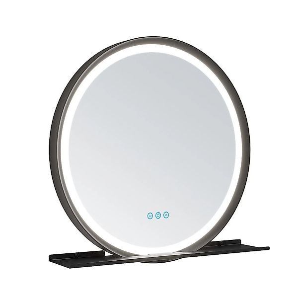 Aquabatos Rund 60 cm Badspiegel mit Beleuchtung LED Spiegel mit Ablage Schw günstig online kaufen