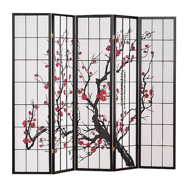 Homestyle4u 5-tlg. Paravent in Schwarz 220x179 cm 151 günstig online kaufen