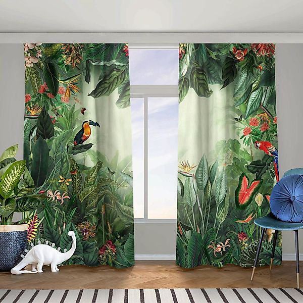 Vorhang Vintage Bunter Dschungel günstig online kaufen