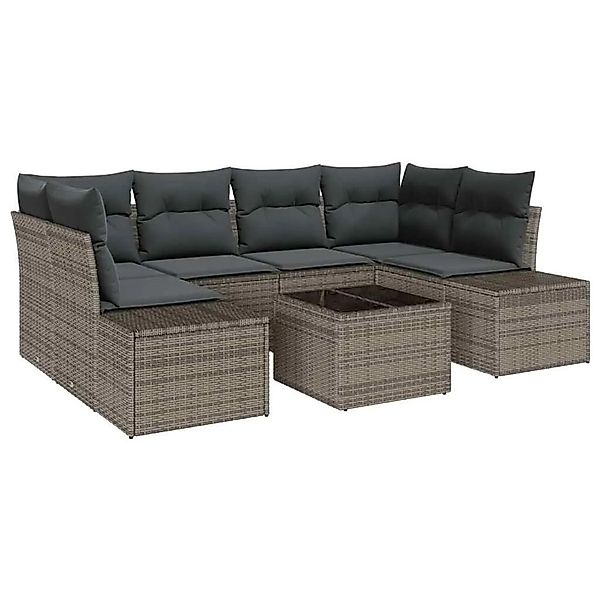 vidaXL Gartensofa-set mit Kissen mit Speicher 8-Tlg Grau Poly-Rattan 335562 günstig online kaufen