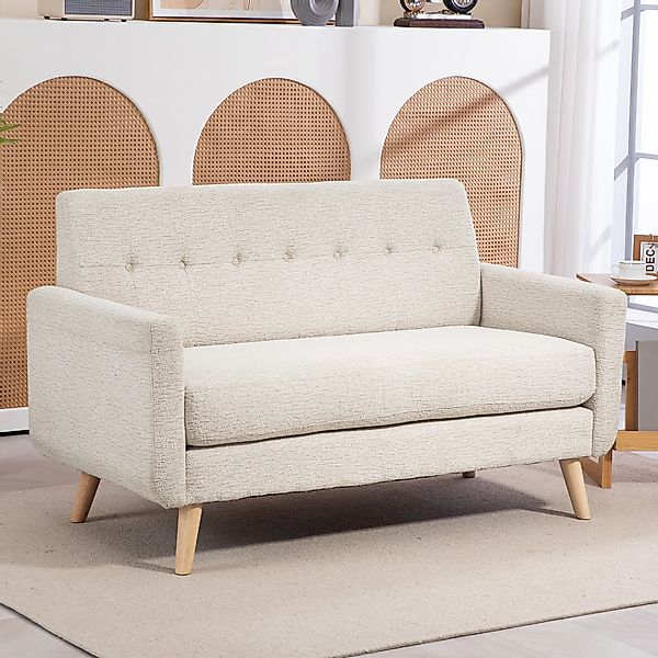 HOMCOM 2 Sitzer Sofa, Couch mit Dickem Sitz- und Rückenkissen, Samtoptik, P günstig online kaufen