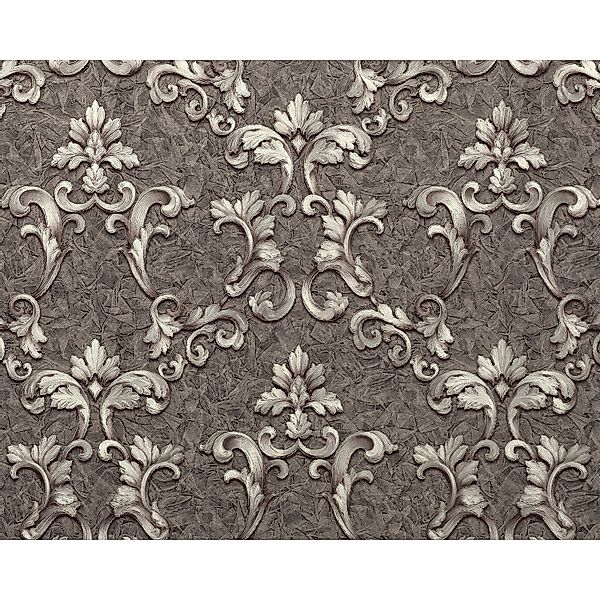EDEM 9085-29 Barock Vliestapete Floral schimmernd Grau Silber Platin 1,06 m günstig online kaufen
