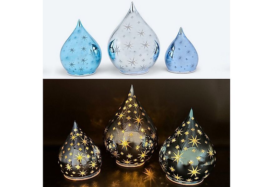 Online-Fuchs LED Dekoobjekt 3 Glastropfen mit LED Lichterkette, Leuchteffek günstig online kaufen