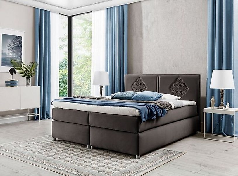 JVmoebel Bett Boxspring Schlafzimmer Betten Polster Doppel Hotel Blau, Made günstig online kaufen