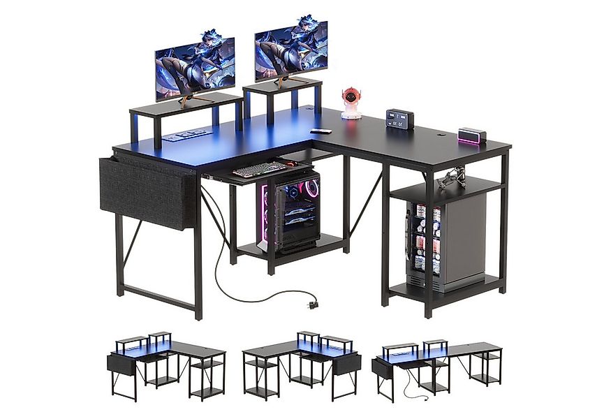 HOMALL Eckschreibtisch Eckschreibtisch Computertisch mit Monitorständer und günstig online kaufen