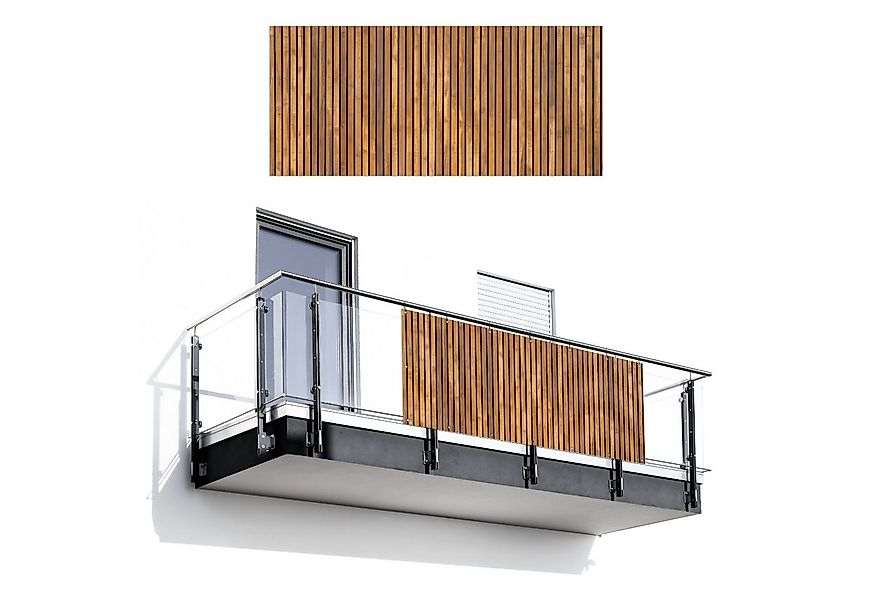 MuchoWow Balkonsichtschutz Latte - Wand - Latte - Holz (1-St) Balkon Sichts günstig online kaufen