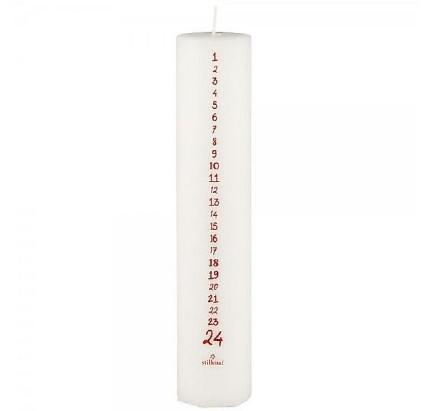 Ib Laursen Windlicht Ib Laursen Weihnachtskerze 1-24 Weiß mit roten Zahlen günstig online kaufen