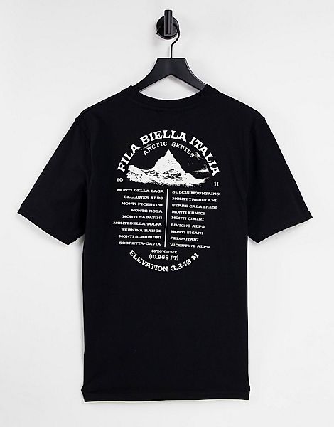 Fila – T-Shirt in Schwarz mit Rückenprint günstig online kaufen