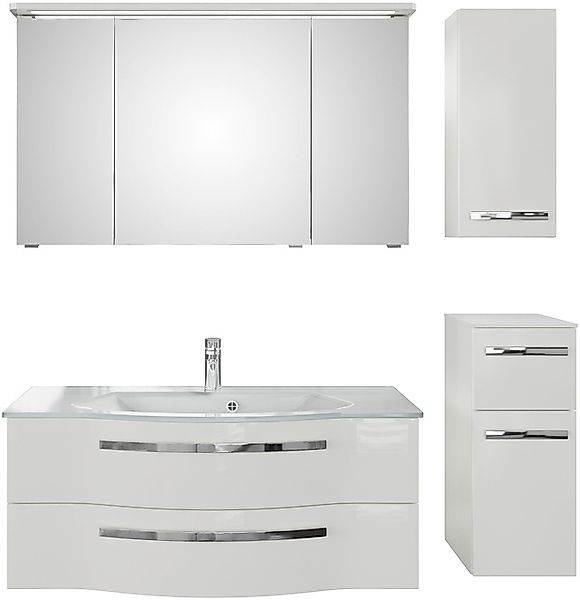 Saphir Badmöbel-Set »Serie 4005, vormontiert, Glaswaschbecken, Spiegelschra günstig online kaufen