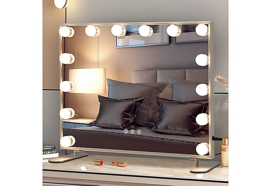 COSTWAY LED-Lichtspiegel, 2-in-1 Tischspiegel & Wandspiegel, 3 Lichtfarben günstig online kaufen