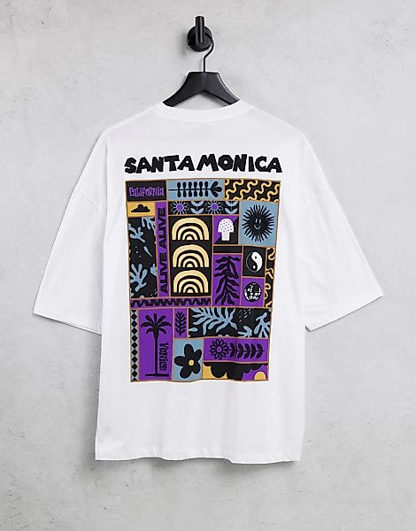 ASOS DESIGN – Oversize-T-Shirt in Weiß mit Grafikprint hinten günstig online kaufen