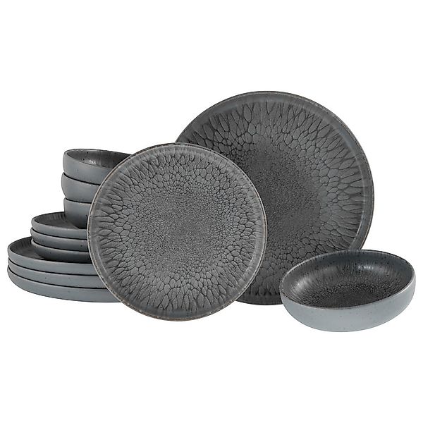 CreaTable Tafelservice Uno grau Steinzeug 12 tlg. günstig online kaufen