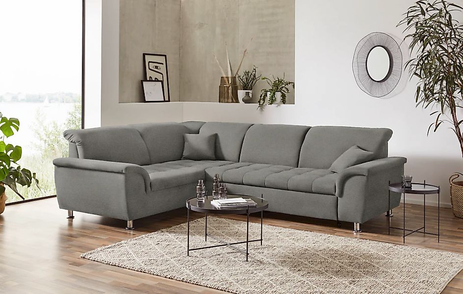 DOMO collection Ecksofa "Franzi, zeitlos und elegant, moderne Sitzheftung, günstig online kaufen