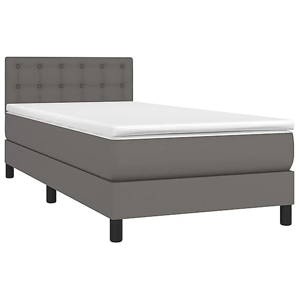 vidaXL Boxspringbett mit Matratze & LED Grau 90x190 cm Kunstleder 3134199 günstig online kaufen