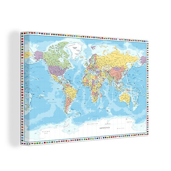 OneMillionCanvasses® Leinwandbild Weltkarte - Flagge - günstig online kaufen