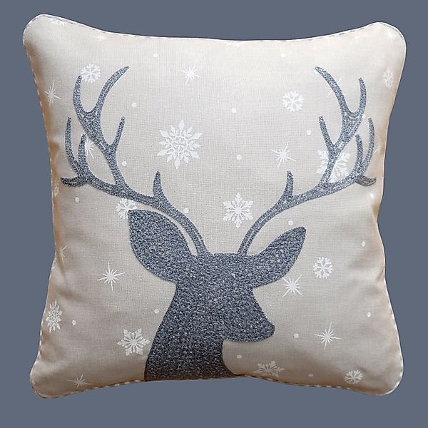 texpot Kissenhülle Kissenbezug Stickerei Hirsch Winter günstig online kaufen
