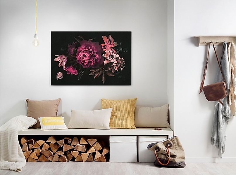 Bricoflor Stillleben Leinwand Bild Mit Blumen Gemälde Bild Mit Lilien Und R günstig online kaufen