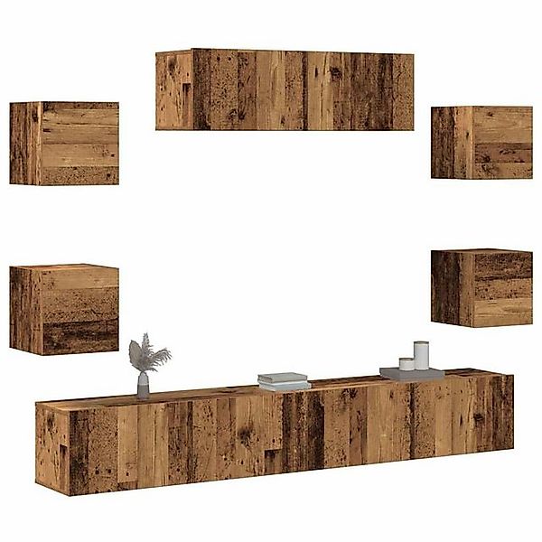 vidaXL Schrankmodule 7-tlg. TV-Schrank-Set Wandmontage Altholz-Optik Holzwe günstig online kaufen