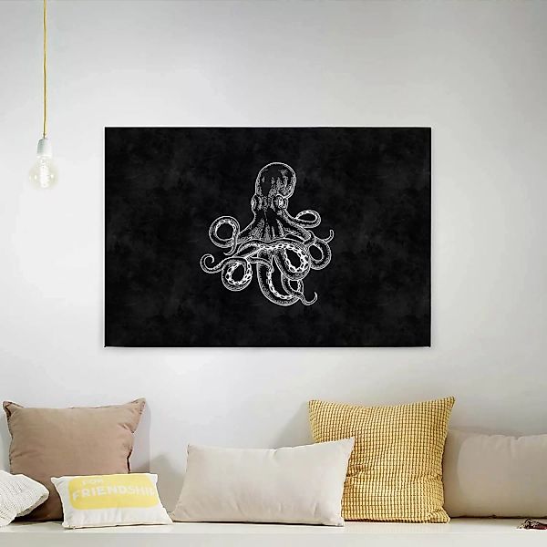 Bricoflor Tafel Bild Mit Oktopus Industrial Leinwandbild In Schwarz Weiß Fü günstig online kaufen