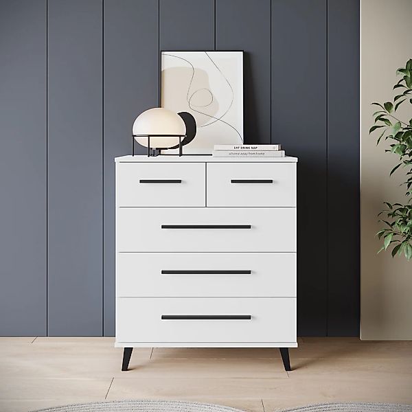 INOSIGN Sideboard "Lagos, Kommode, 5 Schubladen, schwarze Griffe & Füße", ( günstig online kaufen