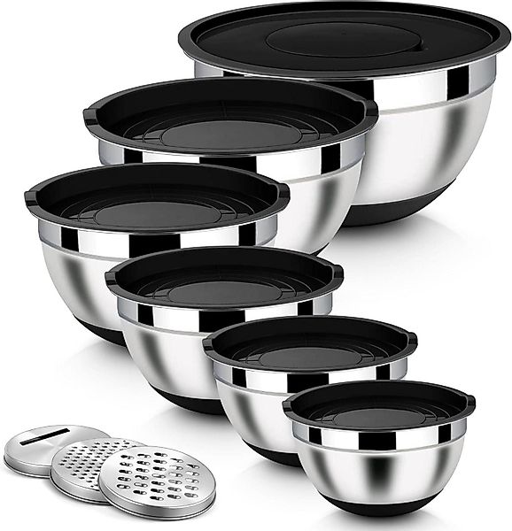 LuxusKollektion Küchenorganizer-Set Rührschüssel Set Edelstahl Schwarz günstig online kaufen
