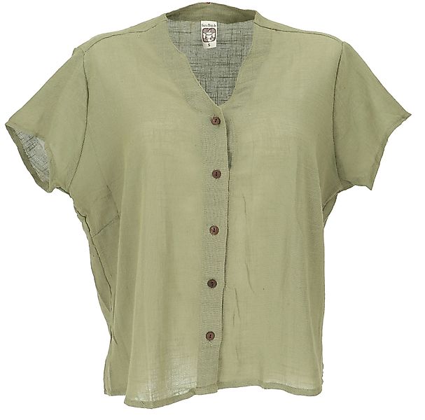 Guru-Shop Longbluse Luftiges Basic Blusentop, Kurzarm günstig online kaufen