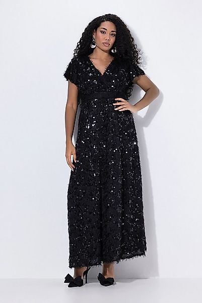 Ulla Popken Partykleid Abendkleid Pailletten Fransen V-Ausschnitt Halbarm günstig online kaufen