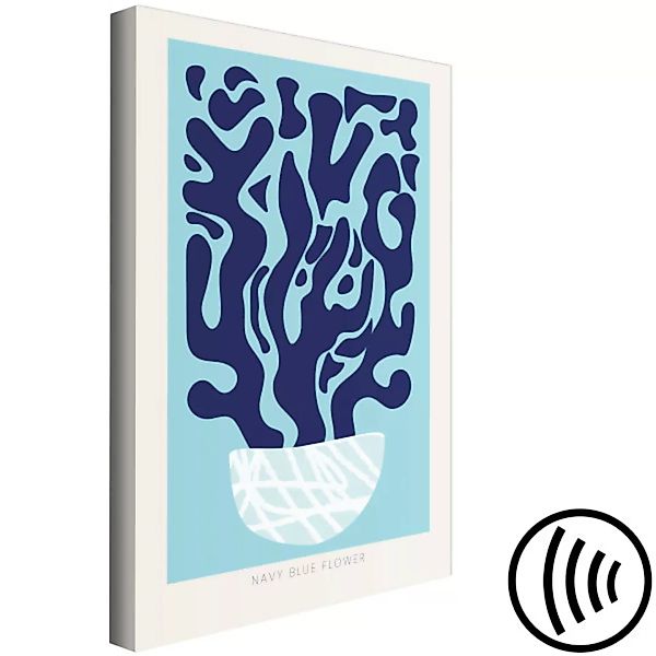 Wandbild Matineblaue Pflanze in einem Topf - abstraktes Stillleben mit Text günstig online kaufen