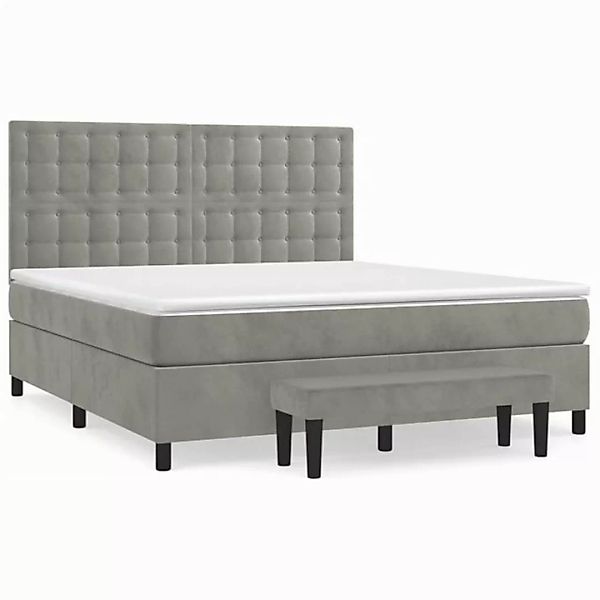 vidaXL Boxspringbett Boxspringbett mit Matratze Hellgrau 160x200 cm Samt Be günstig online kaufen