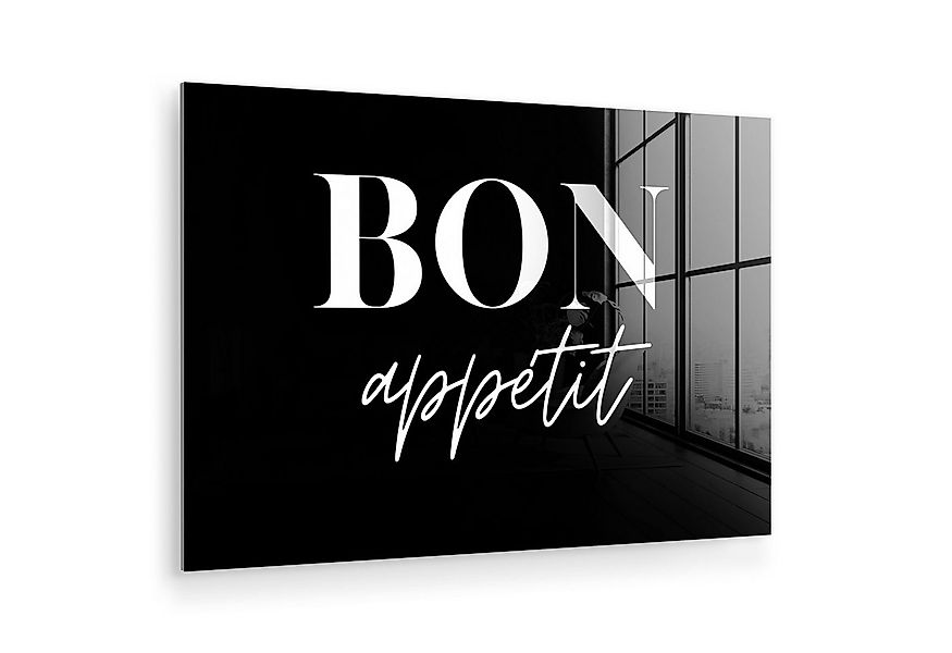 MuchoWow Acrylglasbild Guten Appetit - Zitat - Schwarz - Zitat, Inkl. Aufhä günstig online kaufen