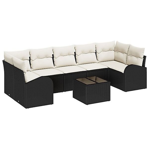 vidaXL Loungesofa 8-teiliges Garten Sofa Set mit Kissen Schwarz Poly Rattan günstig online kaufen