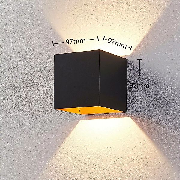 Arcchio LED-Wandlampe Zuzana, eckig, schwarz günstig online kaufen