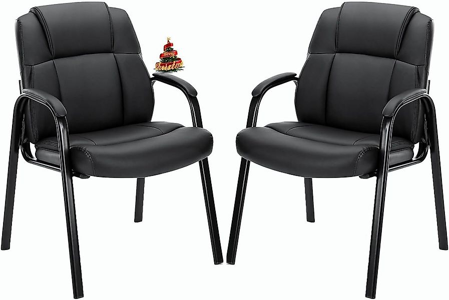 DUMOS Besucherstuhl Konferenzstuhl aus Bequemem PU-Leder Gepolsterten Armle günstig online kaufen