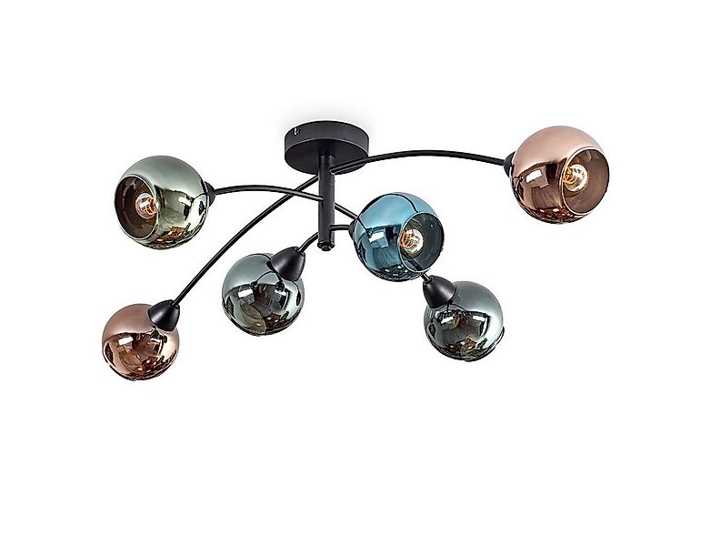 hofstein Deckenleuchte Deckenlampe aus Metall/Glas in Schwarz/Grün/Kupferfa günstig online kaufen