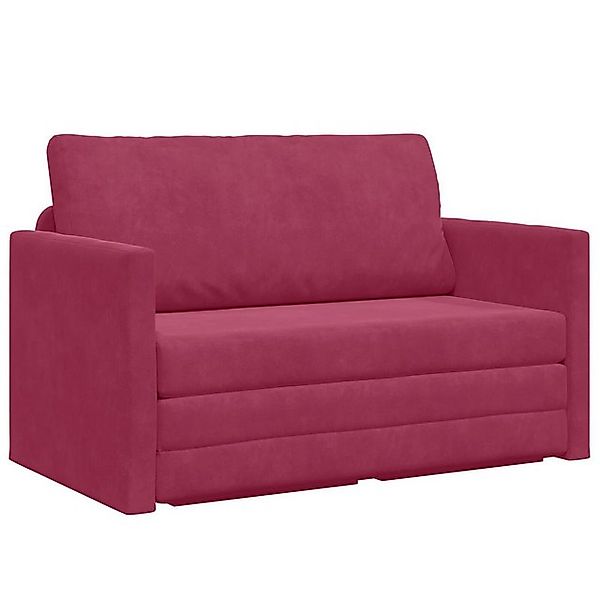 vidaXL Sofa Boden Sofa Bett 2-in-1 Weinrot 124x204x61 cm Samt, 1 Teile günstig online kaufen