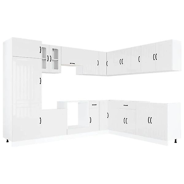 vidaXL 14 Tlg Küchenschrank-Set Lucca Hochglanz-Weiß Holzwerkstoff 3314983 günstig online kaufen