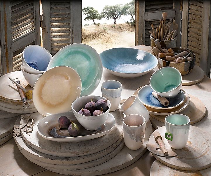 CreaTable Kombiservice "Aquarius" Spezialglasur, handwerklicher Look günstig online kaufen