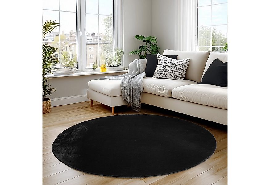 Carpettex Veloursteppich Unicolor - Einfarbig, Rund, Höhe: 11 mm, Perfekt g günstig online kaufen