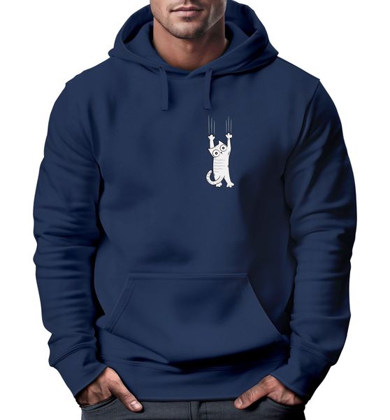 Neverless Hoodie Hoodie Herren Aufdruck Katze günstig online kaufen