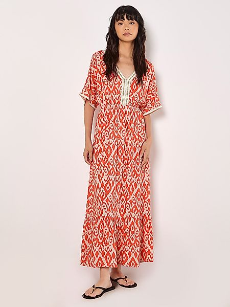 Apricot Maxikleid Ikat-Batwing-Maxikleid, mit Crochet-Details günstig online kaufen
