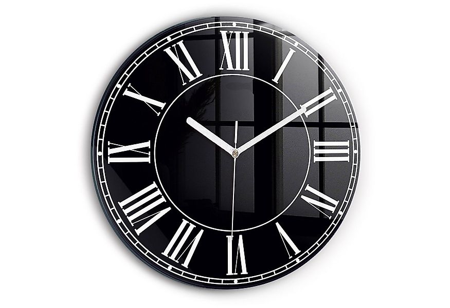 Tulup Wanduhr Glas Wanduhr Mit Motiv Schwarze römische Ziffern Wanduhr Aus günstig online kaufen