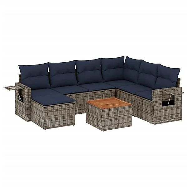 vidaXL 8-Tlg Gartensofa-Set mit Kissen Grau Polyrattan 3224682 günstig online kaufen