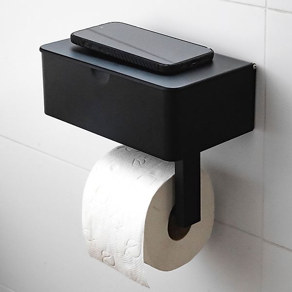 ELMOWO Toilettenpapierhalter ohne Bohren mit Fach günstig online kaufen