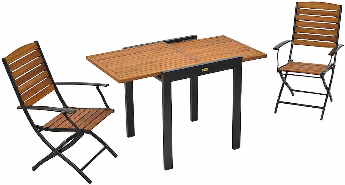 Merxx Gartenmöbelset Santorin inkl. Klappsessel u. Balkontisch ausziehbar günstig online kaufen