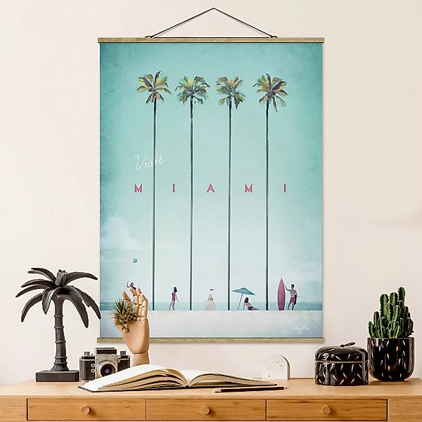 Stoffbild mit Posterleisten - Hochformat Reiseposter - Miami günstig online kaufen