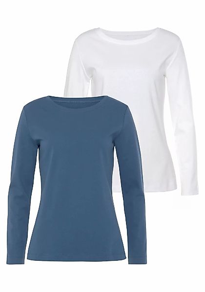 Vivance Langarmshirt "aus reiner Baumwolle", (2er-Pack), aus leicht wärmend günstig online kaufen