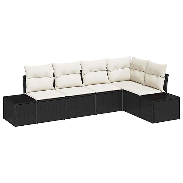 vidaXL Garten-Sofa-Set 5-Tlg Schwarz Poly Rattan 3347057 günstig online kaufen