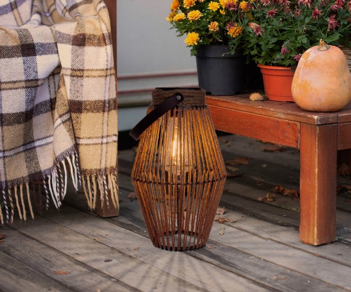 Näve LED-Solarleuchte Korbinian Natur Dunkel Ø 18 cm x 30 cm günstig online kaufen